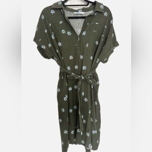 Green Floral Collared Dress